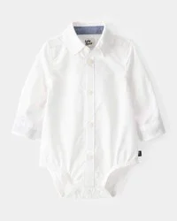 Baby Long-Sleeve Button-Down Bodysuit - White 3M