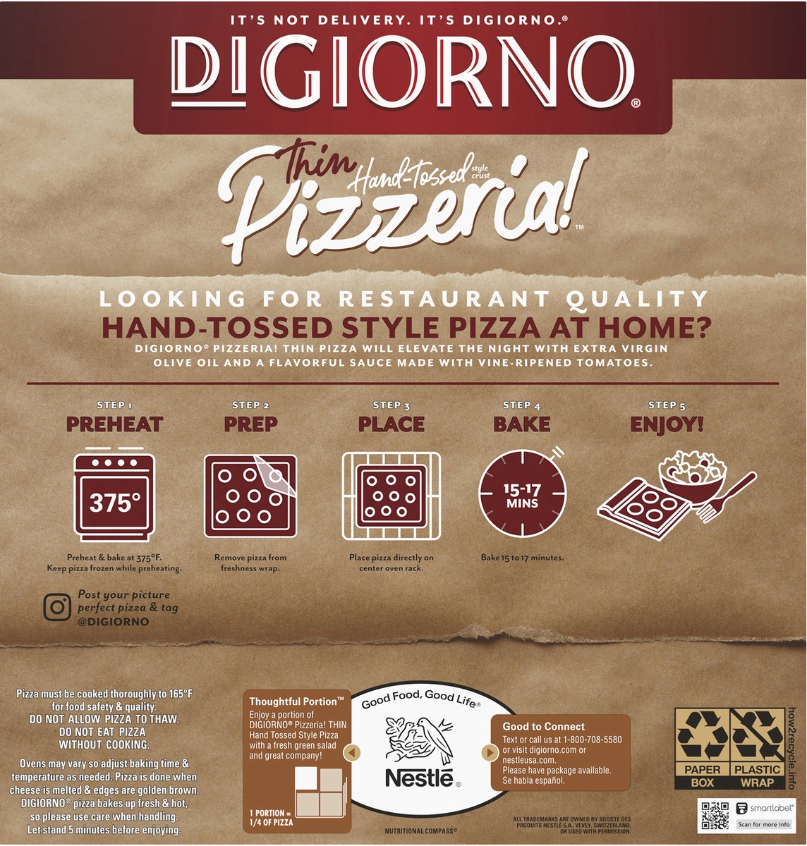 slide 2 of 13, DIGIORNO Frozen Pizza - Frozen Margherita Pizza - Pizzeria! Hand Tossed Style Thin Crust Pizza, 18 oz