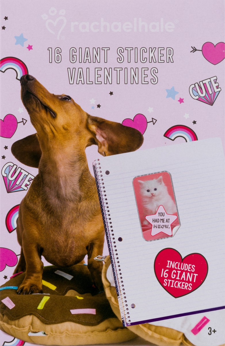 slide 1 of 10, rachaelhale Giant Sticker Valentines 16 ea, 16 ct