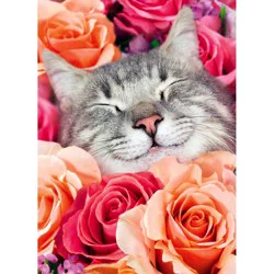 Avanti Happy Cat W/ Flowers Card