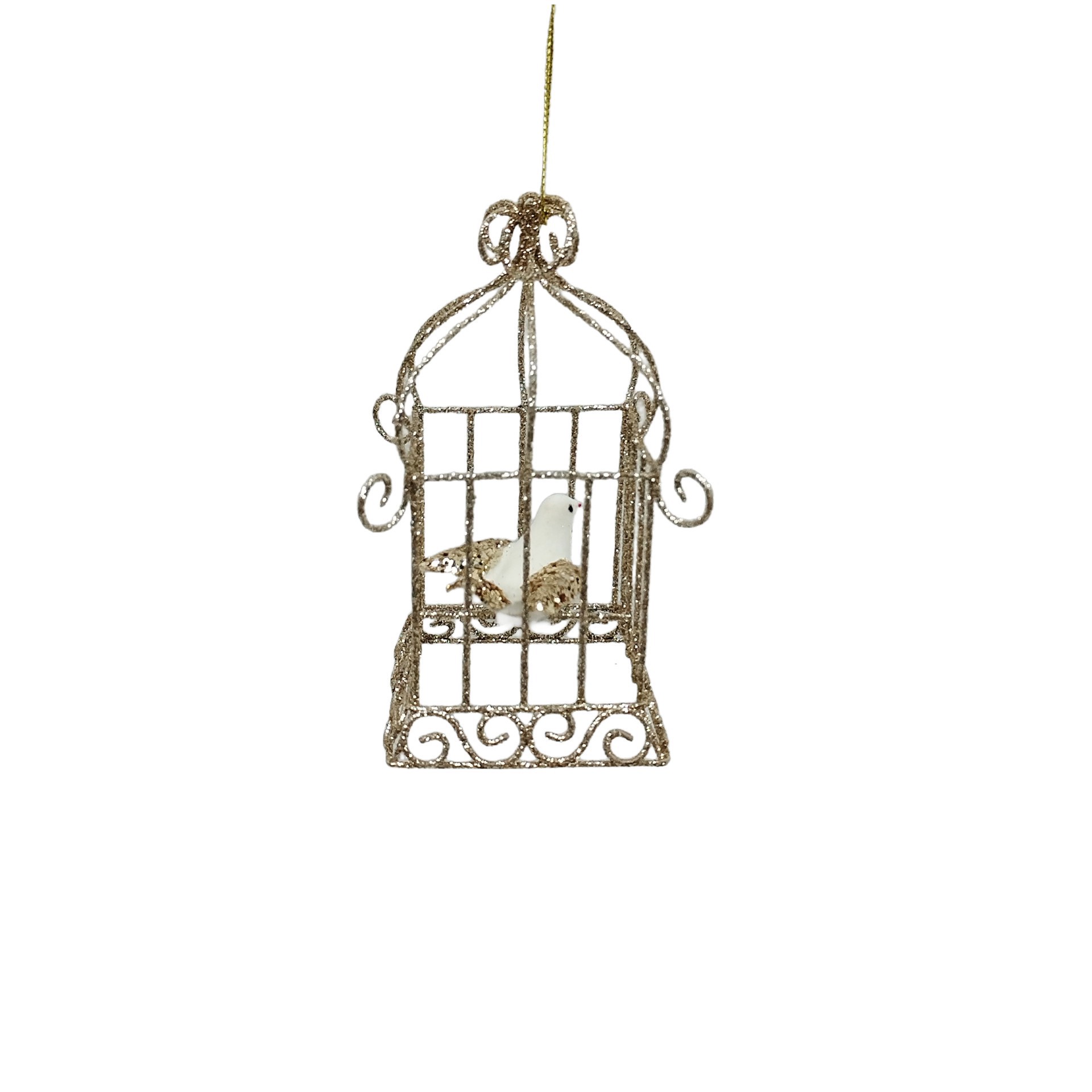 slide 2 of 2, 5.75" Gold Glitter Bird Cage Ornament By Ashland, 5.75 in