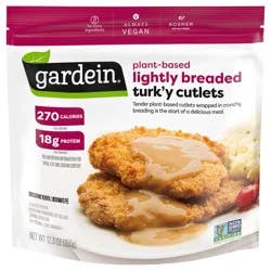 Gardein Plant-Based Lightly Breaded Turk'y Cutlets, Vegan, Frozen Food, 12.3 oz
