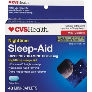 slide 1 of 1, CVS Health Nighttime Sleep Aid Mini Caplets 25mg, 48 ct