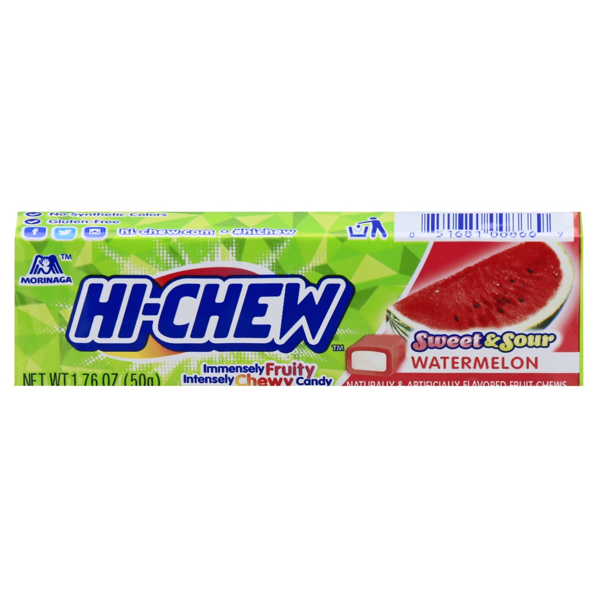 slide 1 of 1, Hi-Chew Chewy Candy, Sweet & Sour Watermelon, 1.76 oz