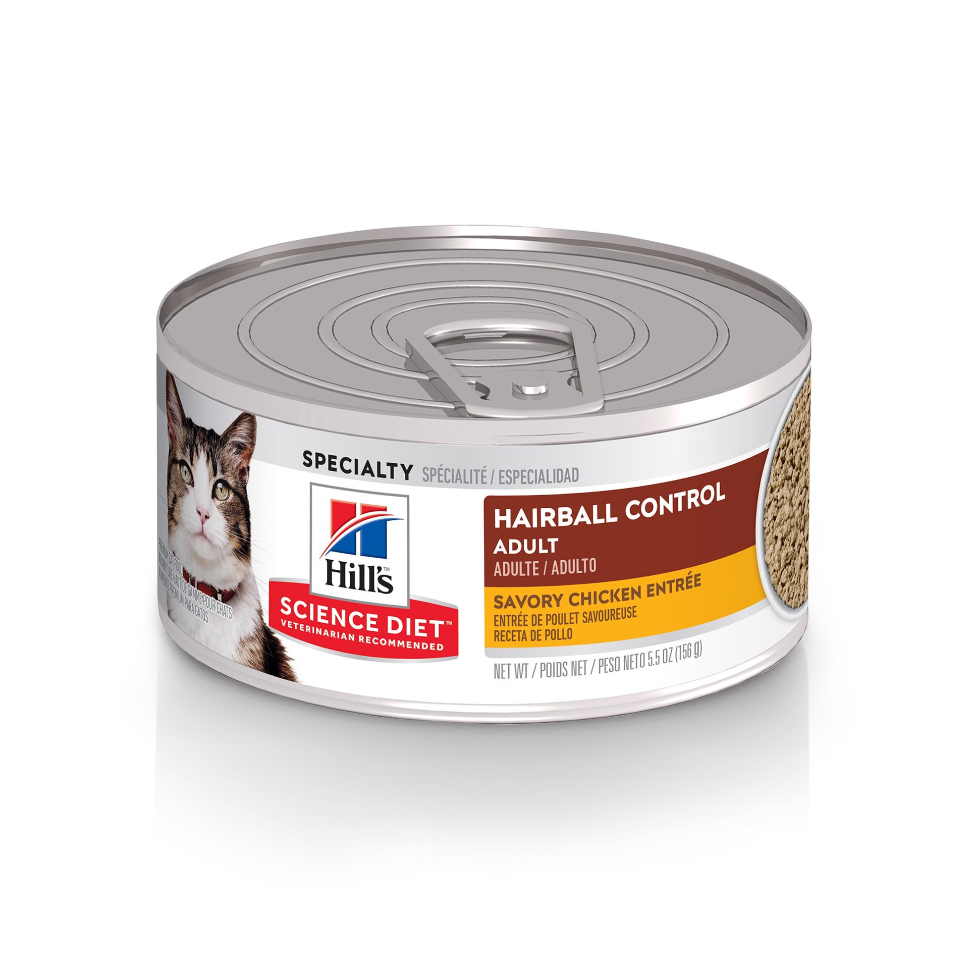 slide 1 of 1, Hill's Science Diet Adult Hairball Control Savory Chicken Entree Canned Cat Food, 5.5 oz