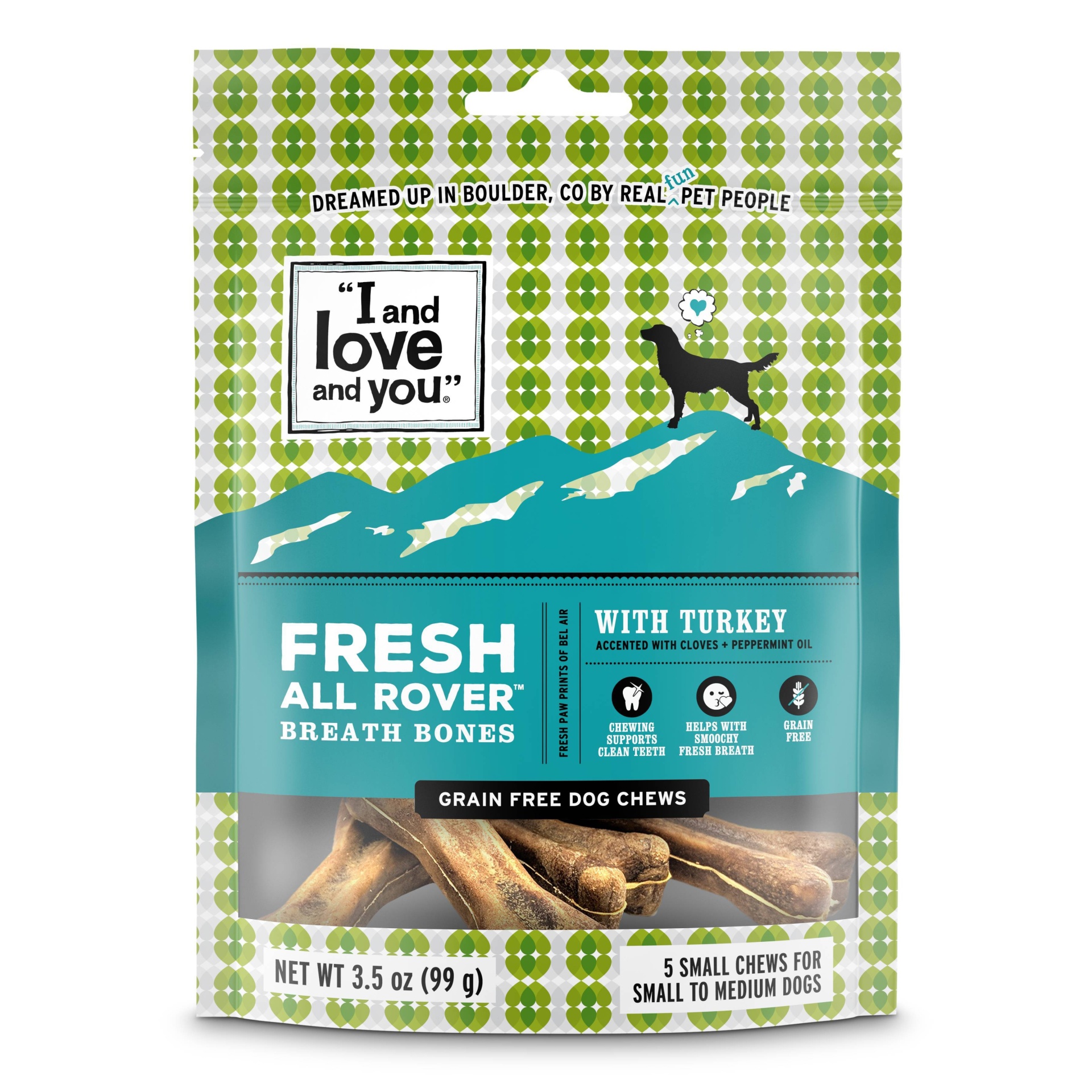 slide 1 of 1, I and Love and You Fresh All Rover Breath Bones Natural Dog Treats - Small, 5 ct