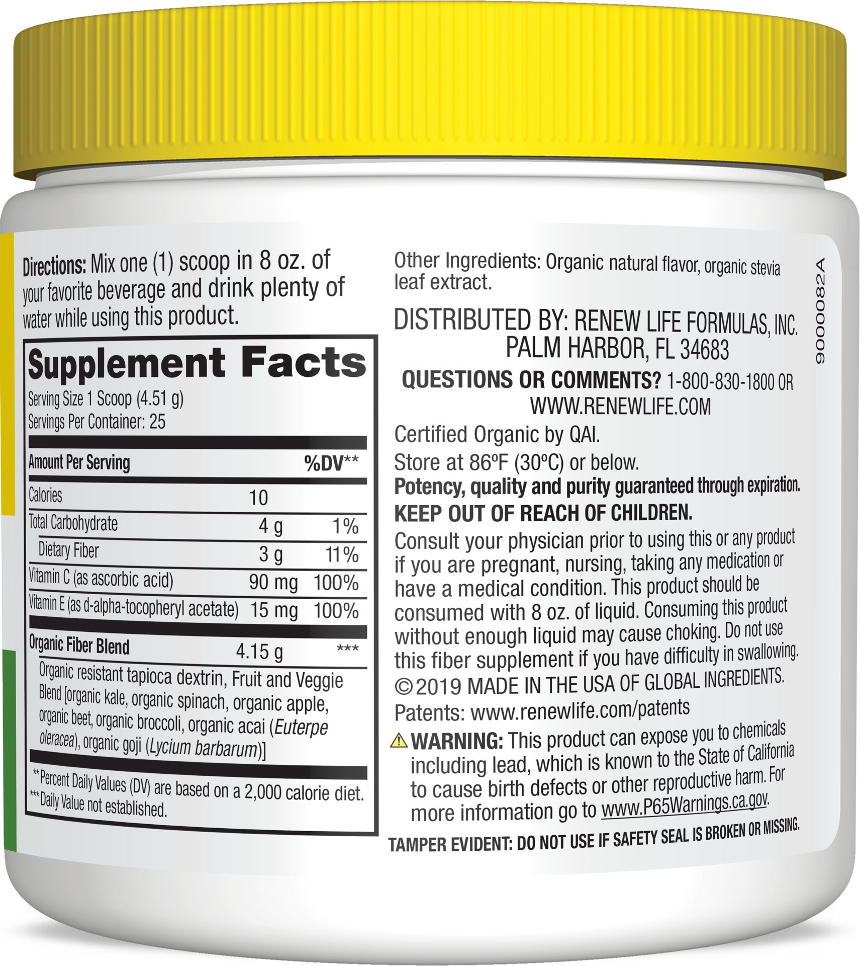 slide 3 of 5, Renew Life Adult Superfood Organic Prebiotic Fiber, Fiber Powder Supplement, 3.98 oz., 3.98 oz