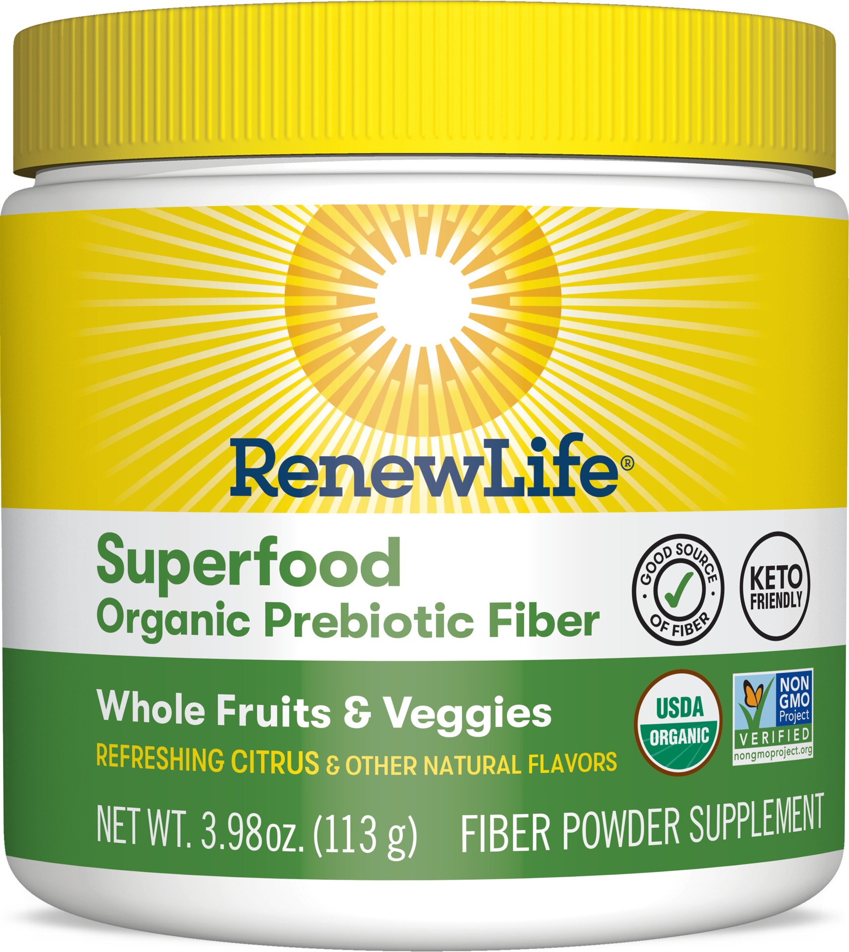 slide 1 of 5, Renew Life Adult Superfood Organic Prebiotic Fiber, Fiber Powder Supplement, 3.98 oz., 3.98 oz