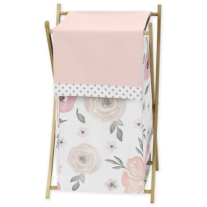 slide 1 of 1, Sweet Jojo Designs Watercolor Floral Folding Laundry Hamper - Pink/Grey, 1 ct