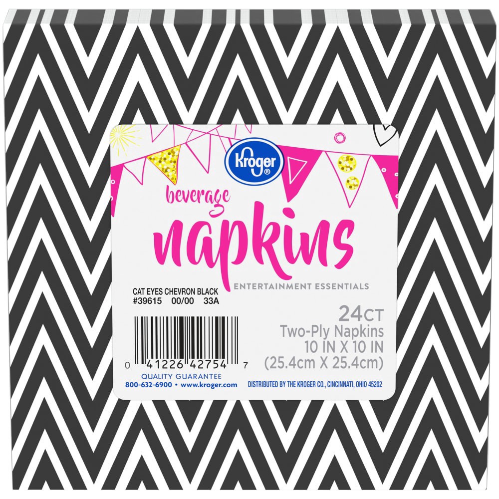 slide 3 of 3, Kroger® Entertainment Essentials Black Chevron Cat Eyes Party Paper Napkins, 24 ct