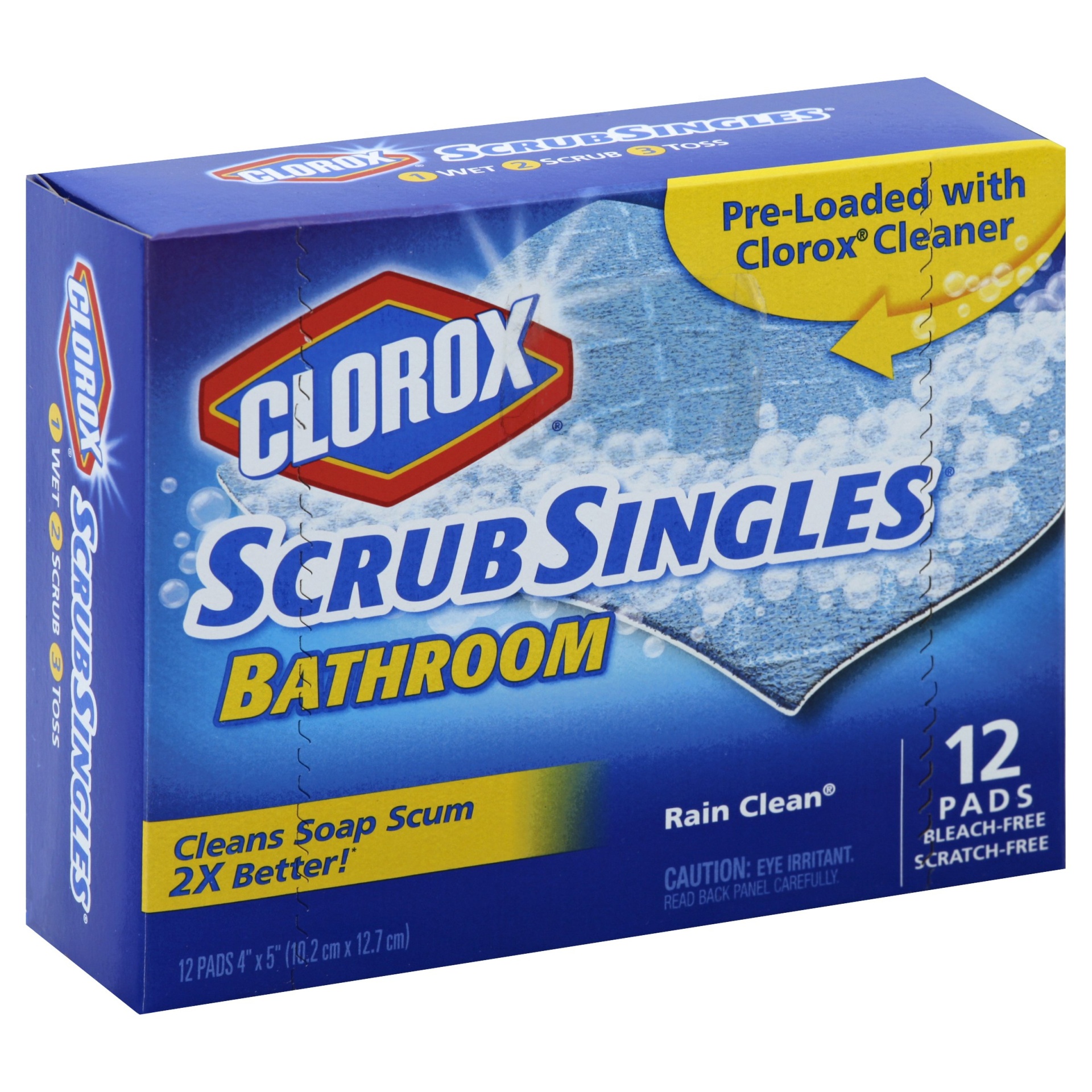 slide 1 of 4, Clorox ScrubSingles Bathroom Rain Clean, 12 ct