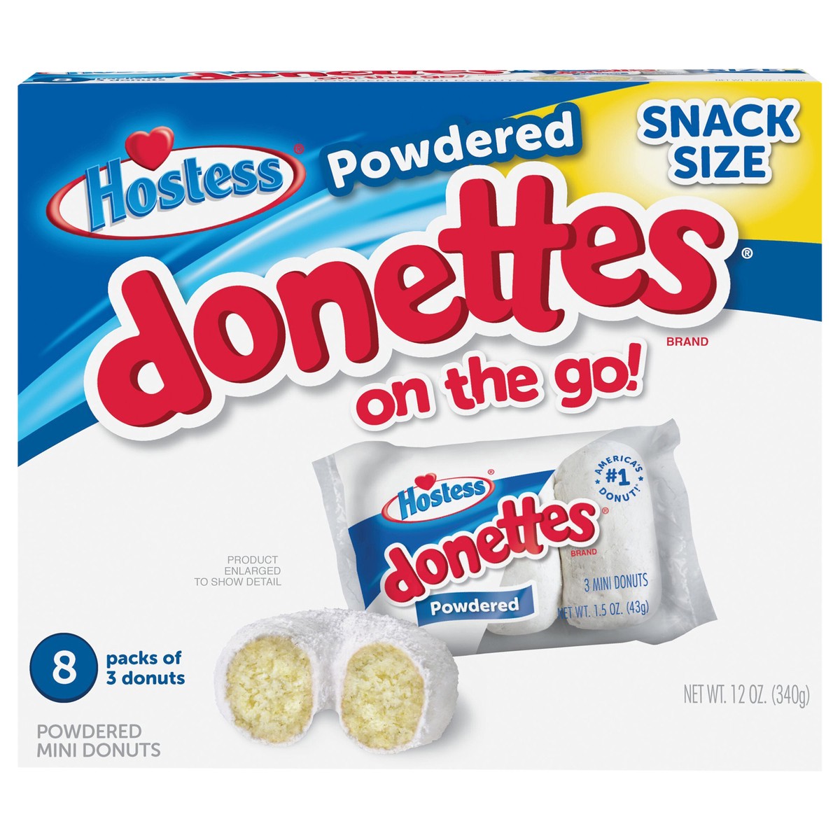 slide 1 of 22, HOSTESS Powdered DONETTES Donuts Snack Pack, 8 Count, 12.0 oz, 8 ct