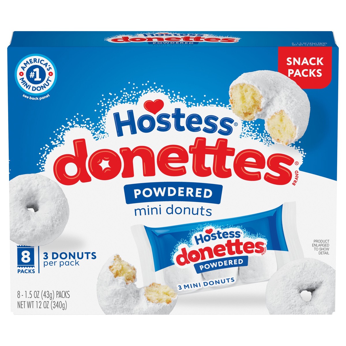slide 1 of 22, HOSTESS Powdered DONETTES Donuts Snack Pack, 8 Count, 12.0 oz, 8 ct
