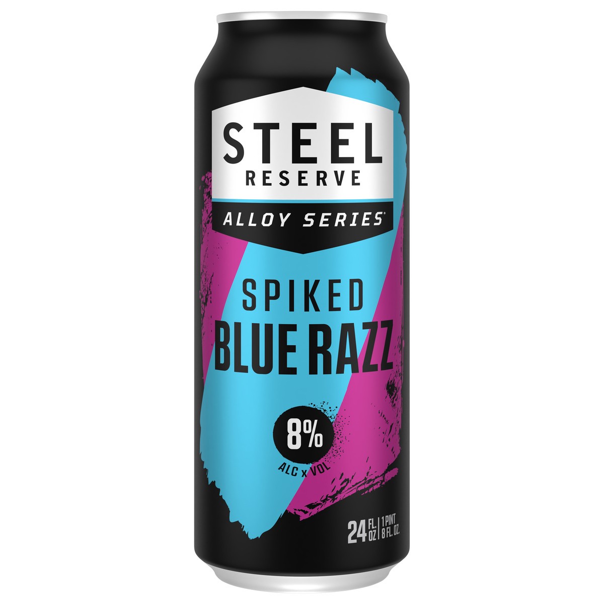 slide 1 of 4, Steel Reserve Alloy Series Spiked Blue Razz Malt Beverage 24 fl oz, 24 oz