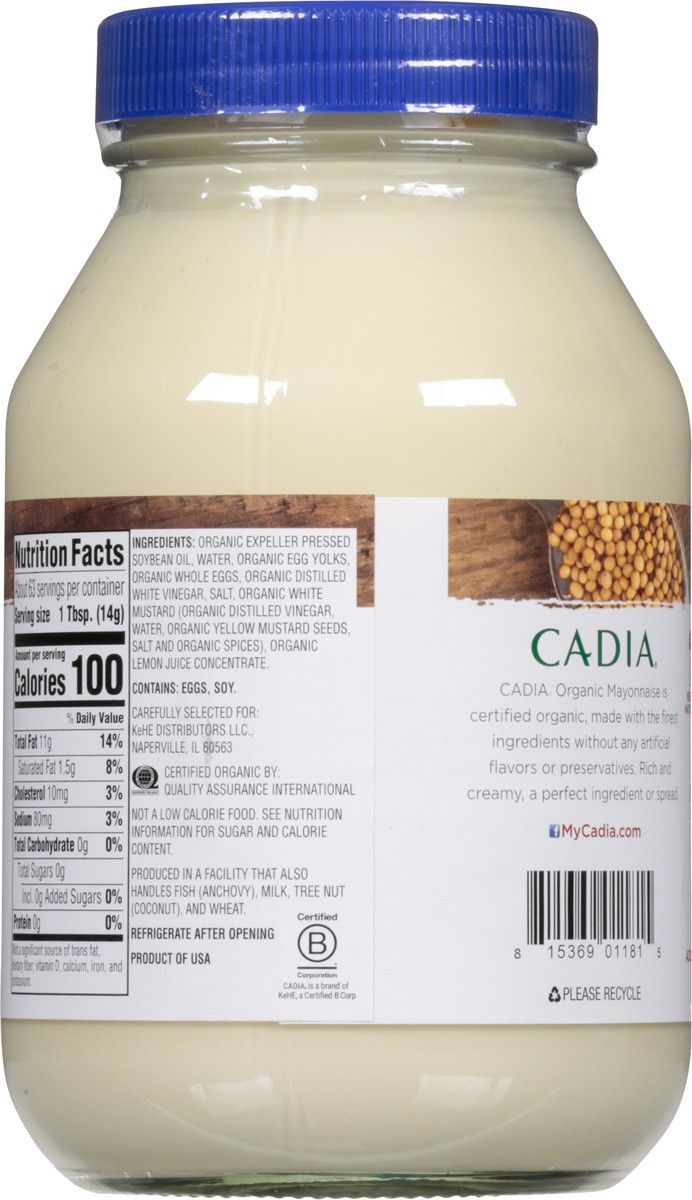 slide 13 of 13, Cadia Organic Mayonnaise 32 fl oz, 32 fl oz