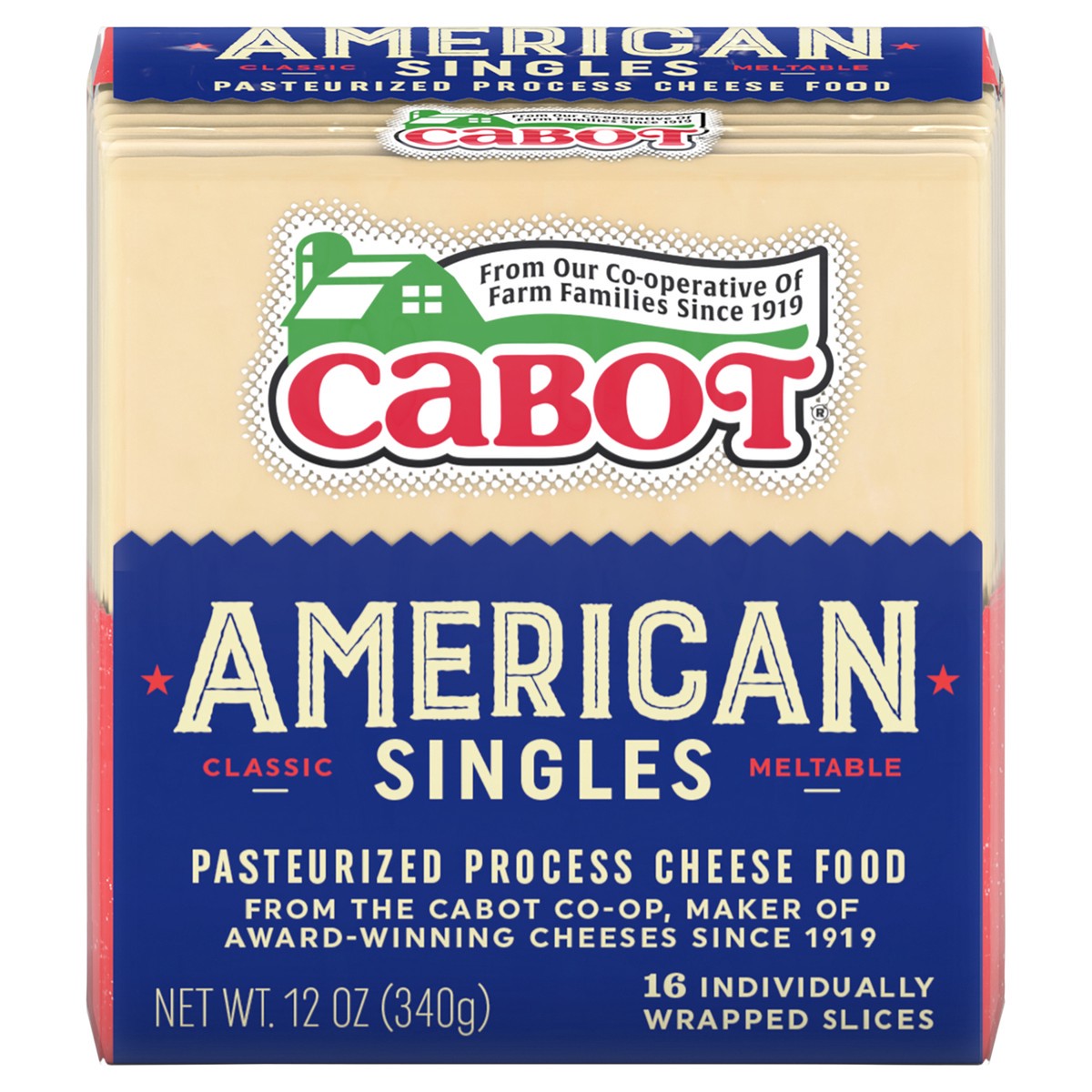 slide 1 of 10, Cabot American Singles Meltable Classic Cheese Slices 16 ea, 16 ct
