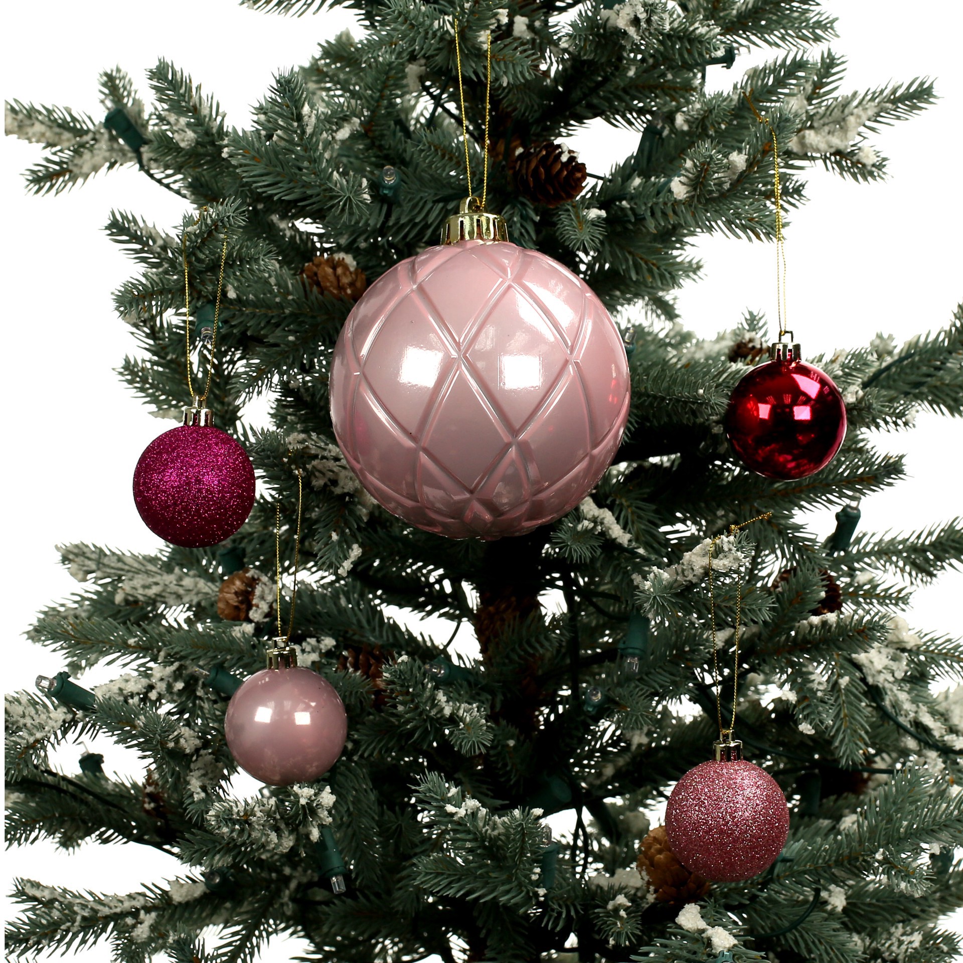 slide 3 of 3, 44 Pack 44mm & 120mm Pink Shatterproof Ball Ornaments By Ashland, 120 mm
