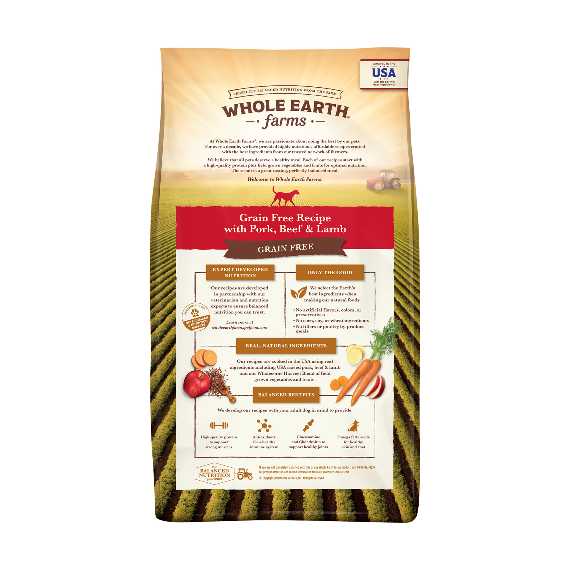 slide 3 of 4, Whole Earth Farms Grain Free Dog Food, Pork, Beef and Lamb Recipe, Dry Dog Food - 4 lb Bag, 4 lb