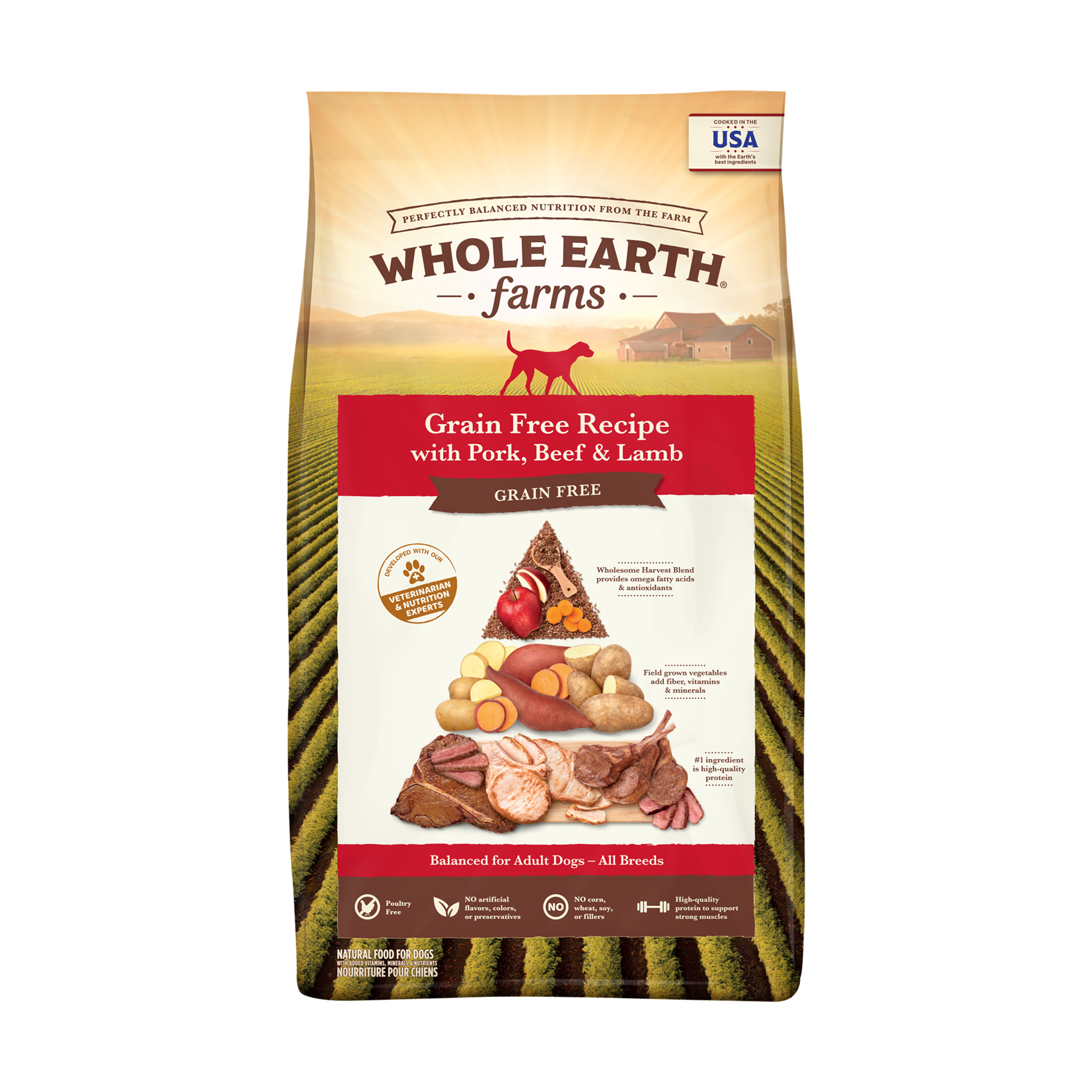 slide 1 of 4, Whole Earth Farms Grain Free Dog Food, Pork, Beef and Lamb Recipe, Dry Dog Food - 4 lb Bag, 4 lb