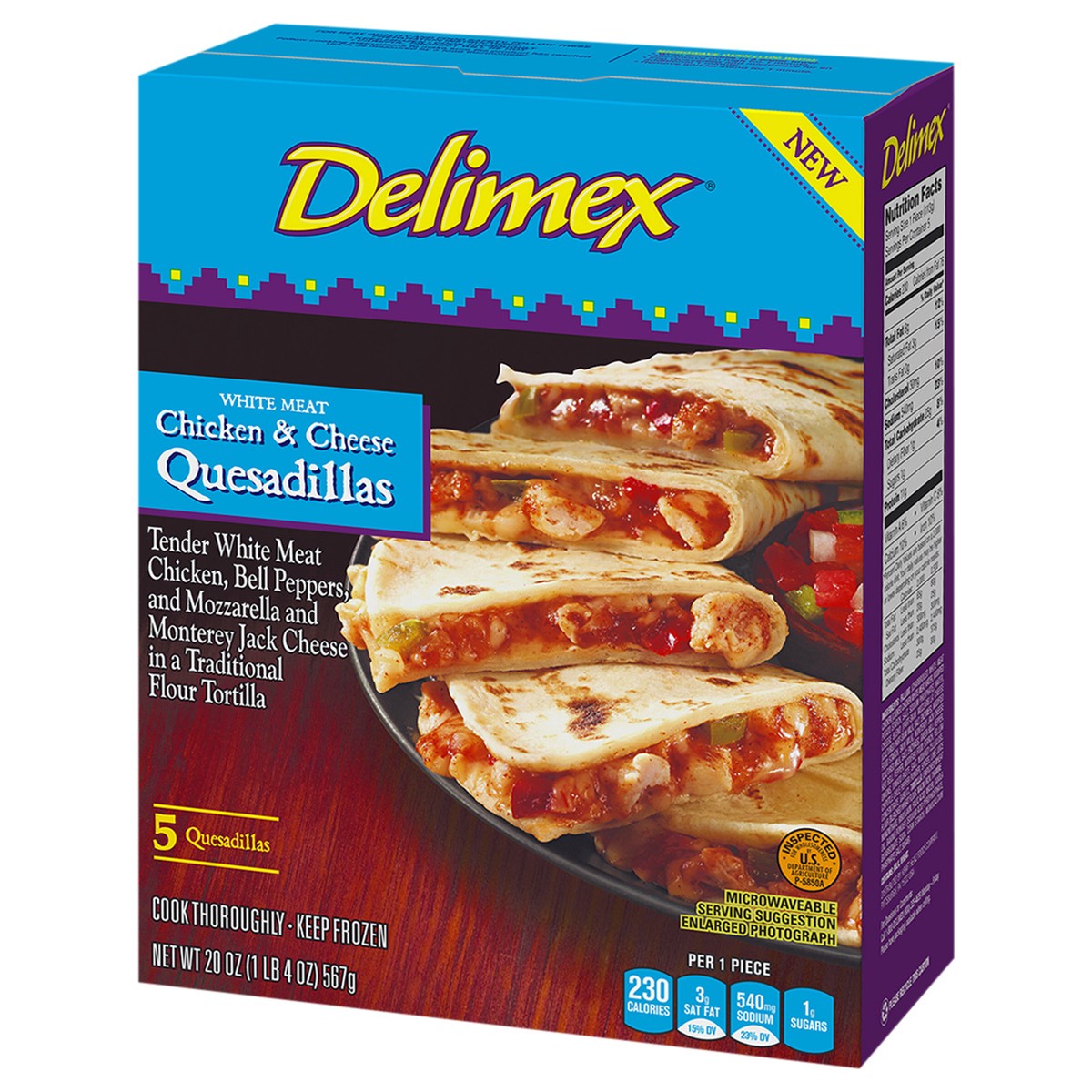 slide 12 of 13, Delimex White Meat Chicken & Cheese Quesadillas Frozen Snacks, 5 ct Box, 5 ct