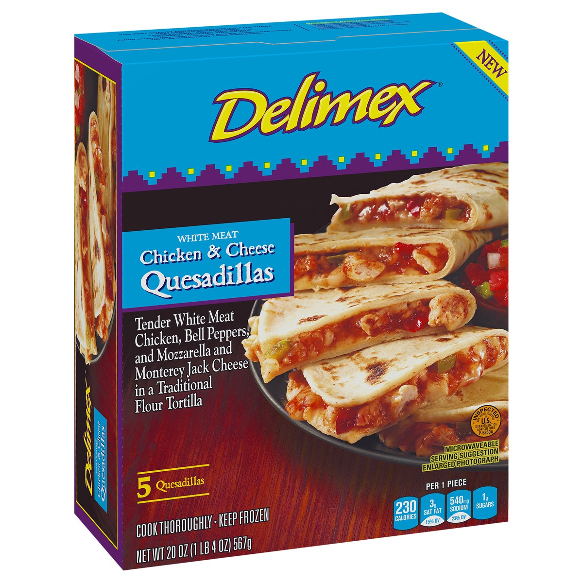 slide 3 of 13, Delimex White Meat Chicken & Cheese Quesadillas Frozen Snacks, 5 ct Box, 5 ct