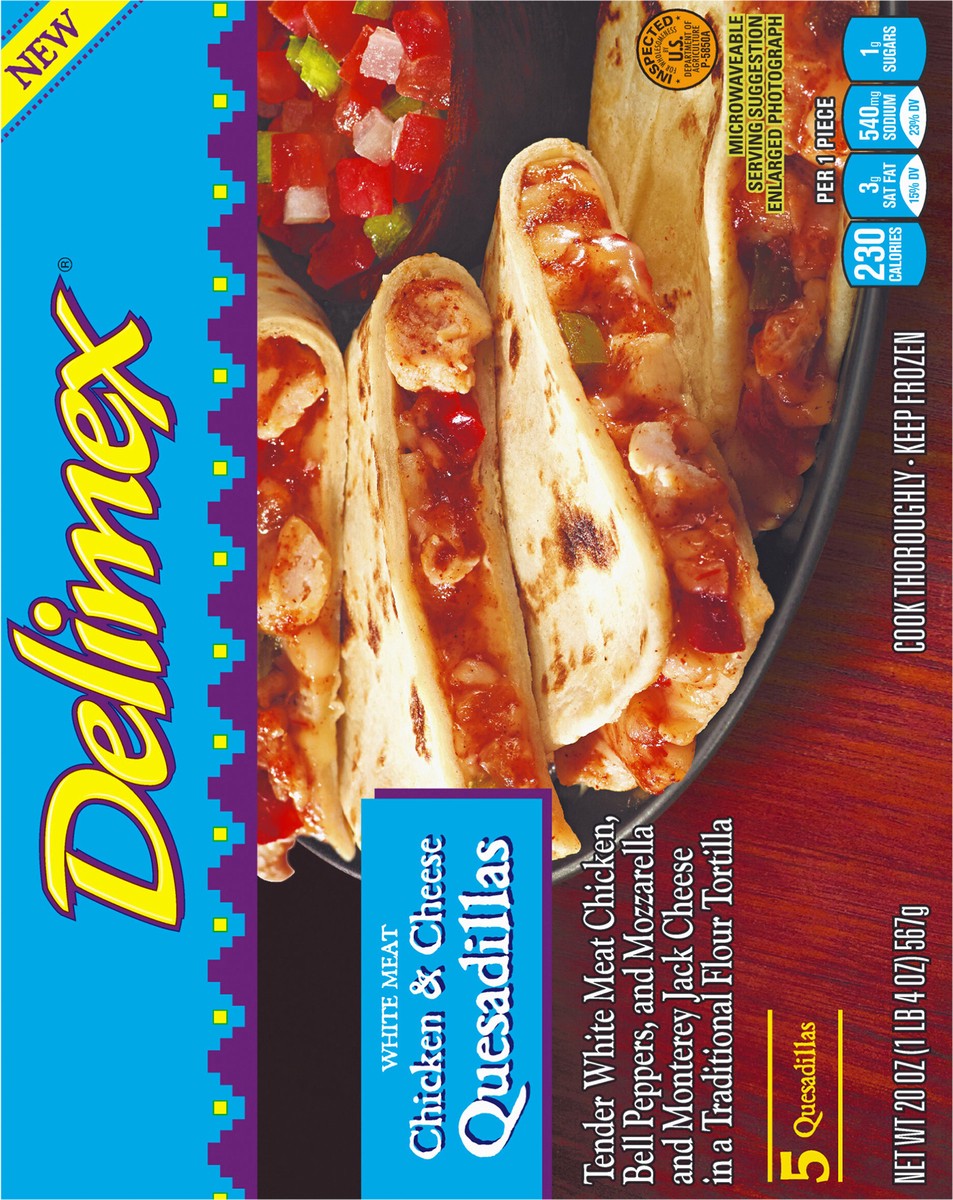 slide 5 of 13, Delimex White Meat Chicken & Cheese Quesadillas Frozen Snacks, 5 ct Box, 5 ct