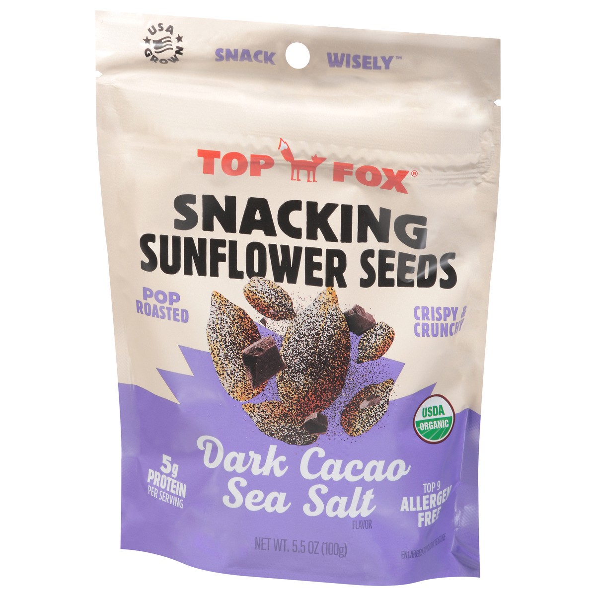 slide 8 of 13, Top Fox Organic Dark Cacao & Sea Salt Sunflower Seeds, 5.5 oz