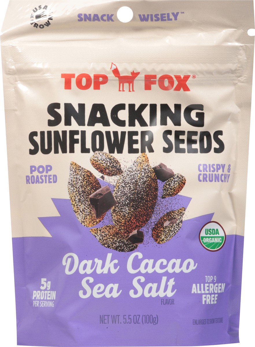 slide 4 of 13, Top Fox Organic Dark Cacao & Sea Salt Sunflower Seeds, 5.5 oz