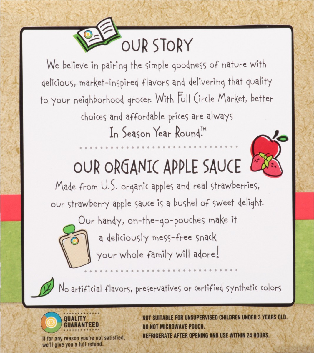 slide 5 of 15, Full Circle Market Organic Strawberry Apple Sauce 4 ea, 12.8 oz