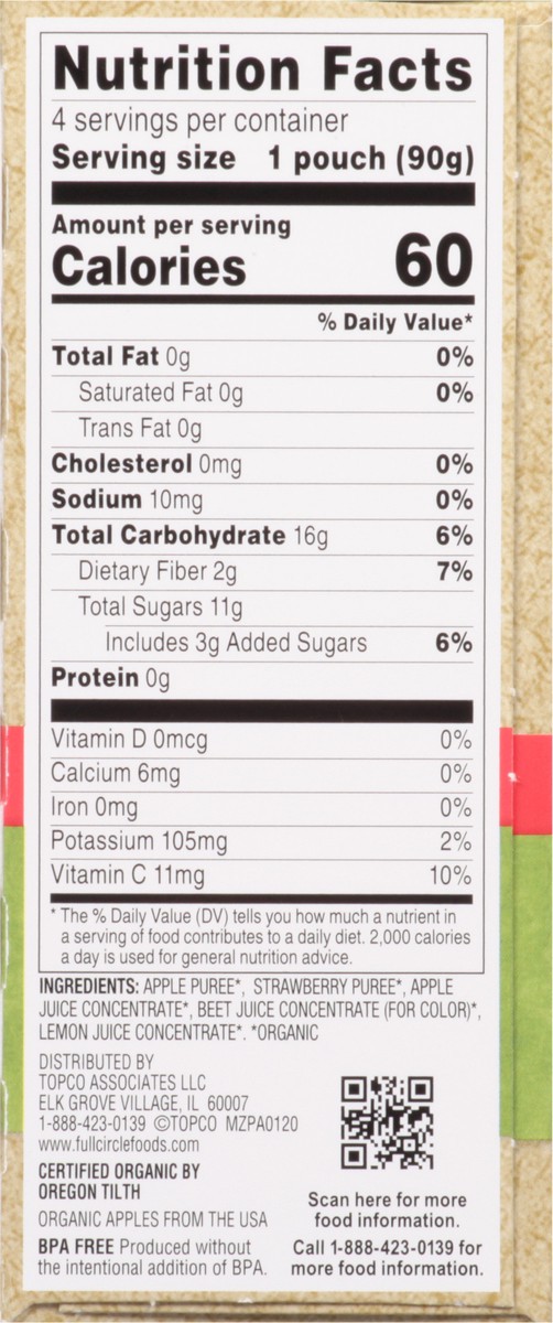 slide 3 of 15, Full Circle Market Organic Strawberry Apple Sauce 4 ea, 12.8 oz