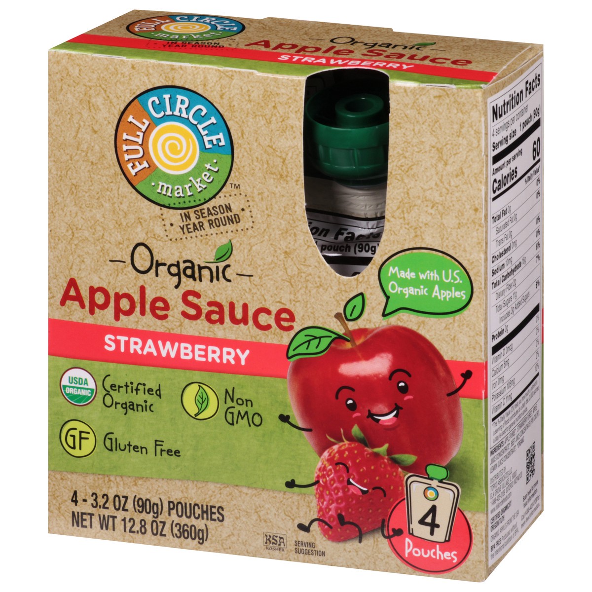 slide 4 of 15, Full Circle Market Organic Strawberry Apple Sauce 4 ea, 12.8 oz