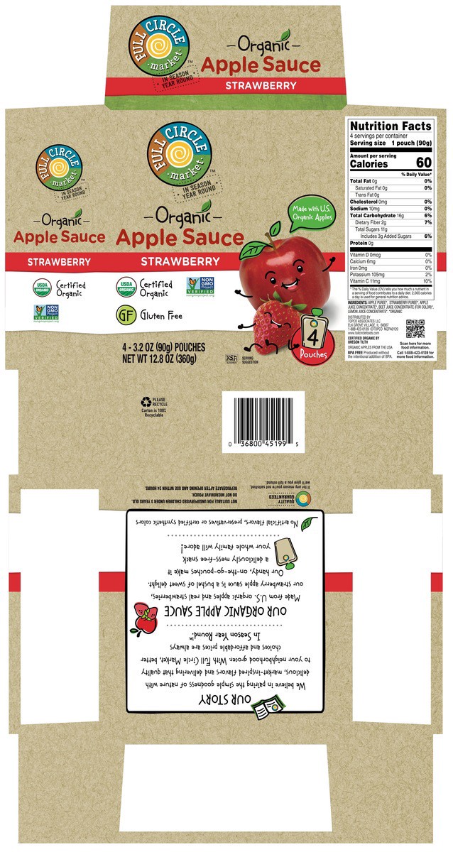 slide 8 of 15, Full Circle Market Organic Strawberry Apple Sauce 4 ea, 12.8 oz