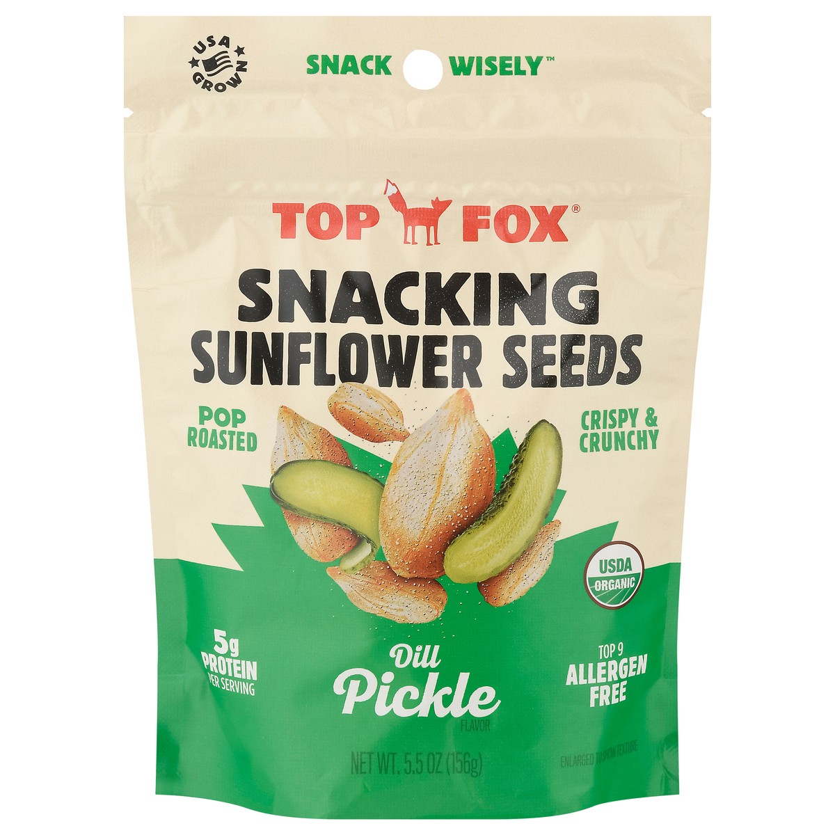 slide 1 of 14, Top Fox Organic Dill Pickle Sunflower Seeds, 5.5 oz