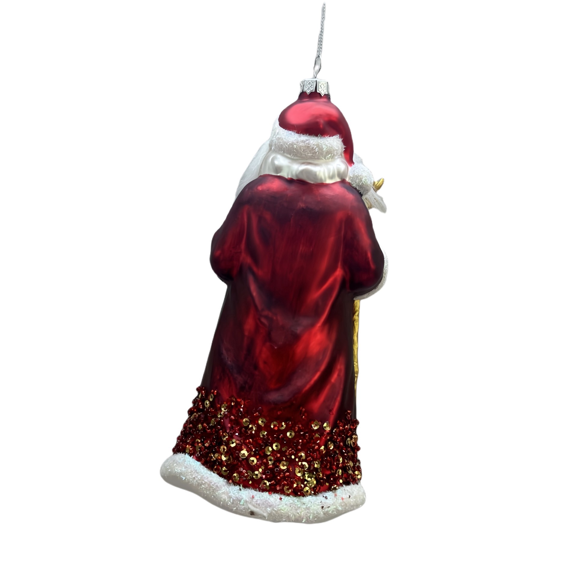 slide 2 of 3, 7.5" Santa With Reindeer Staff Glass Ornament By Ashland, 3.25 in x 1.75 in x 7.5 in