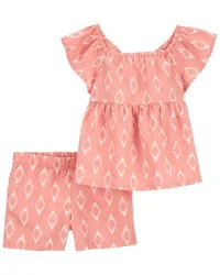 Carters Baby 2-Piece Linen Outfit Set Coral 12M