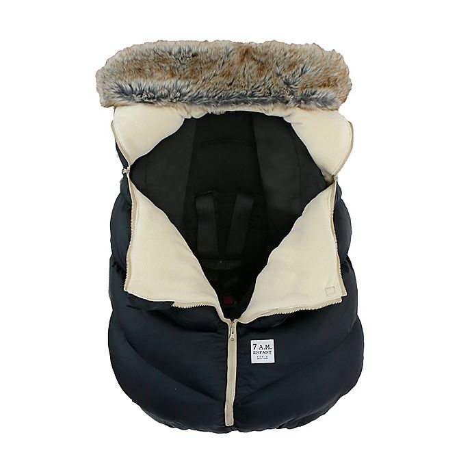 slide 6 of 9, 7AM Enfant Car Seat Cocoon Cover with Micro Fleece Lining - Black Faux Fur, 1 ct