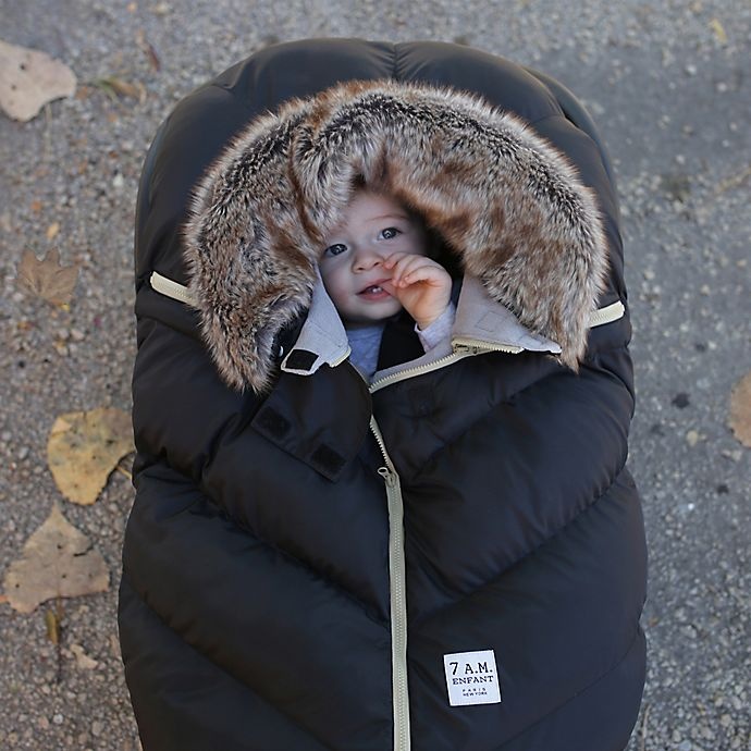 slide 7 of 9, 7AM Enfant Car Seat Cocoon Cover with Micro Fleece Lining - Black Faux Fur, 1 ct