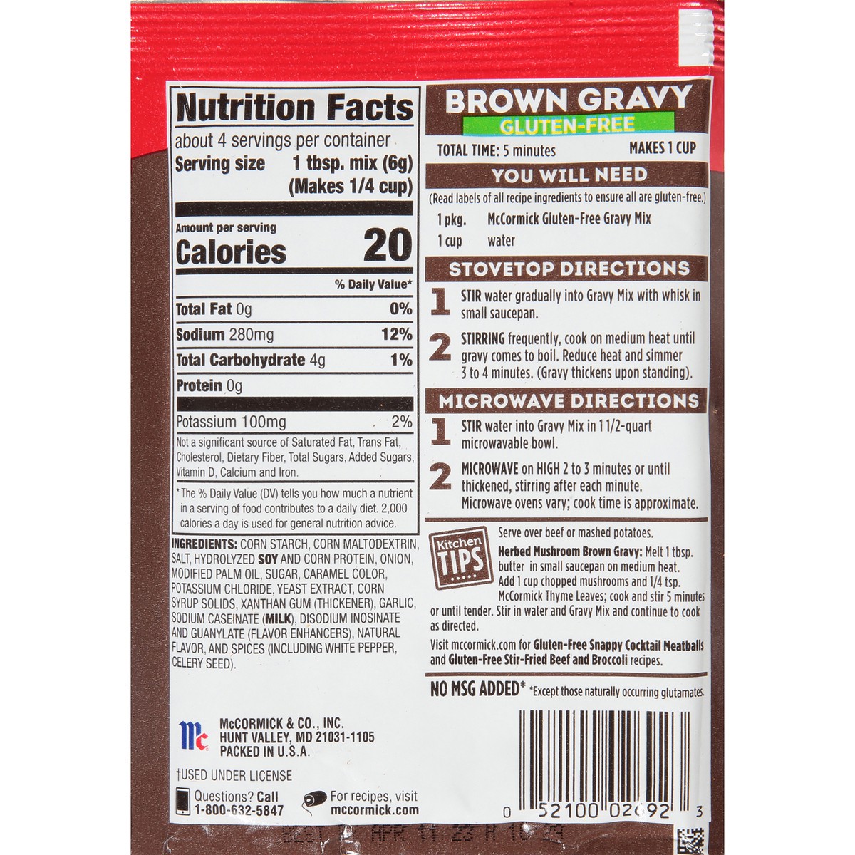 slide 6 of 11, McCormick Brown Gravy Mix - Gluten Free, 0.88 oz