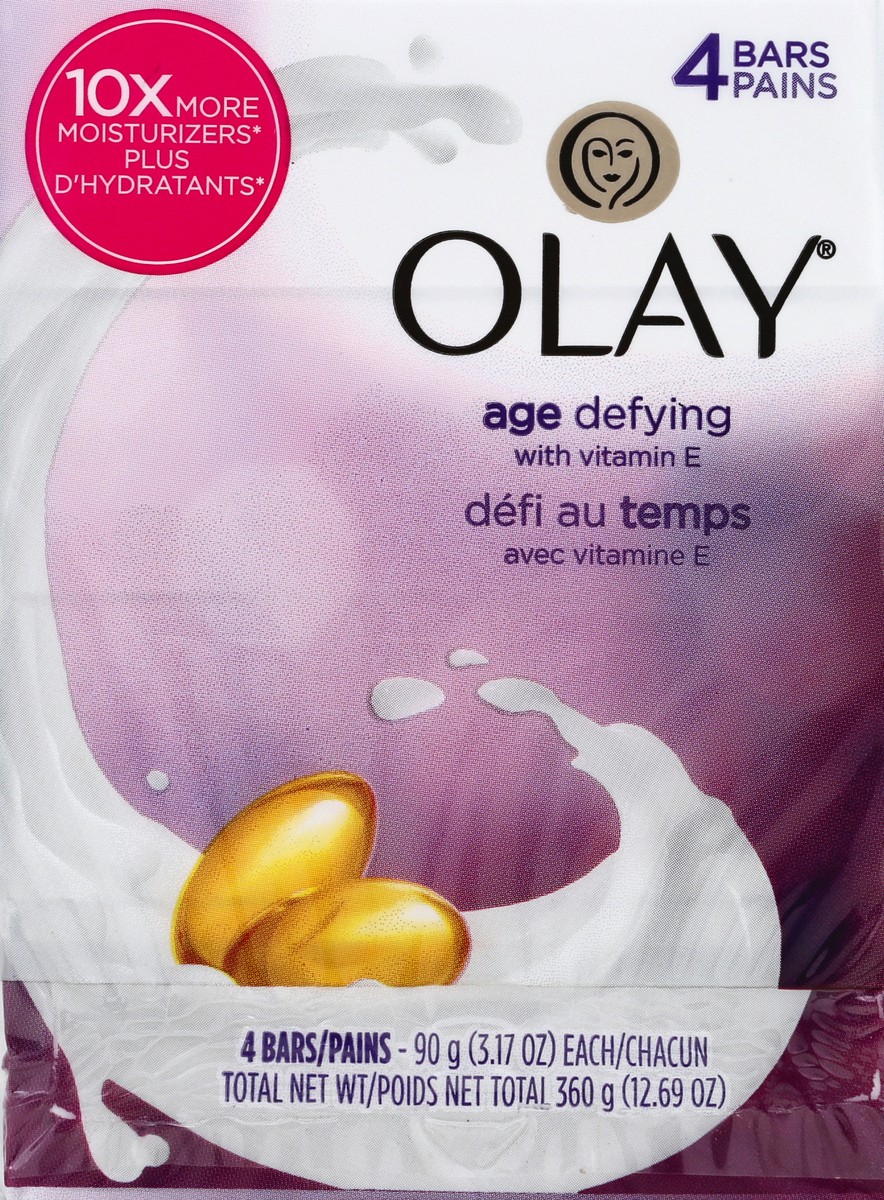 slide 1 of 6, Olay Age Defying Bar Soap with Vitamin E and Vitamin B3 Complex Beauty Bars 3.17 oz, 4 count, 4 ct