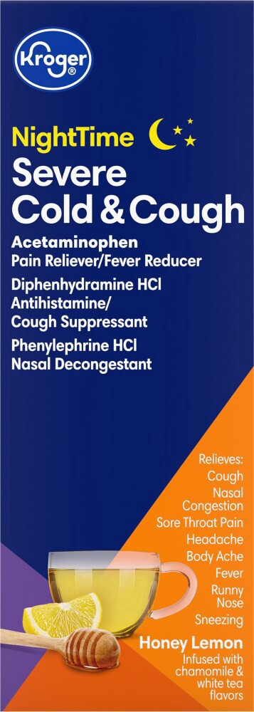 slide 4 of 4, Kroger Nighttime Severe Cold & Cough Honey Lemon Packets, 6 ct