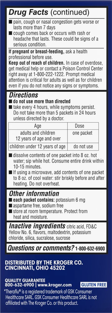 slide 3 of 4, Kroger Nighttime Severe Cold & Cough Honey Lemon Packets, 6 ct