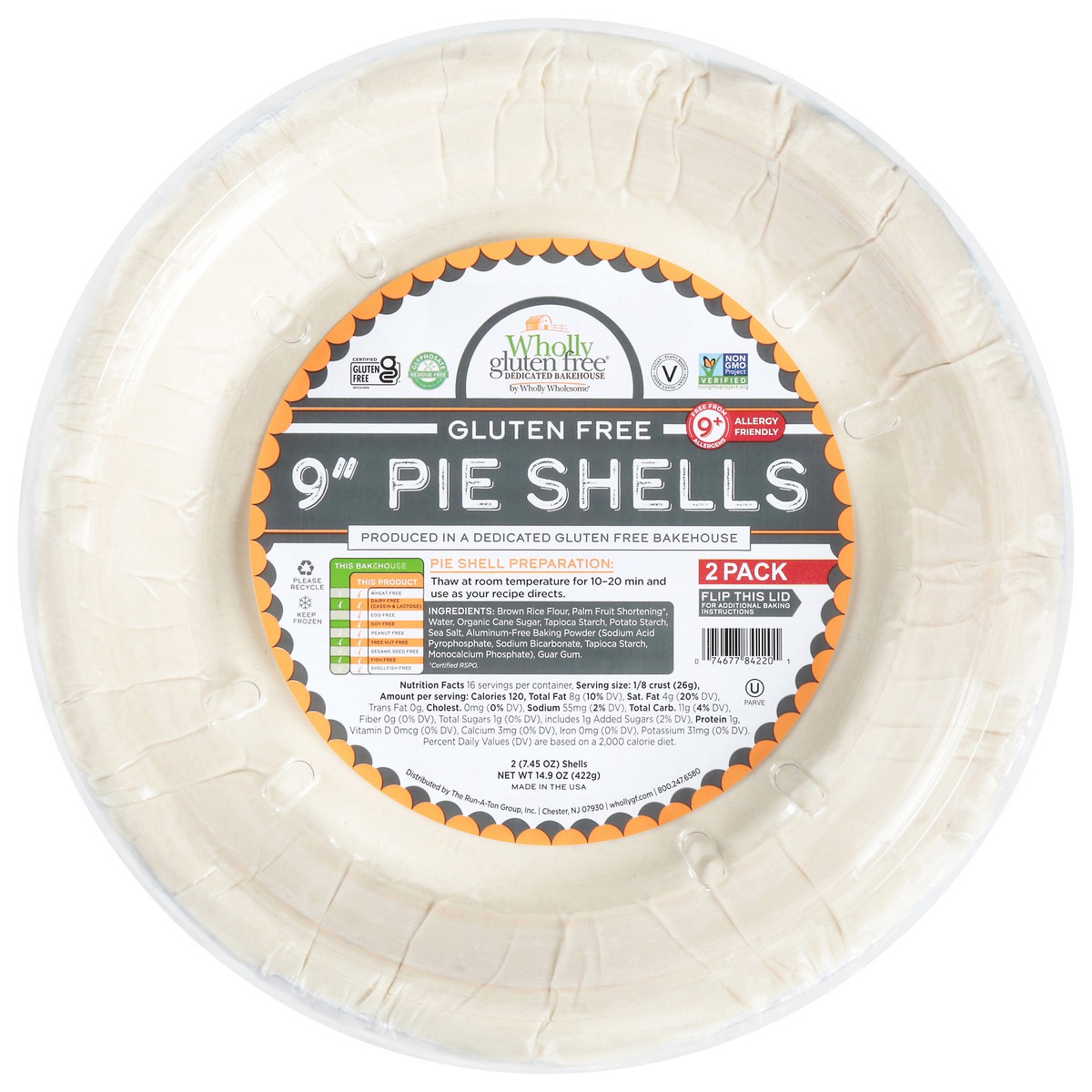 slide 1 of 1, Wholly Gluten Free 9 Inch Gluten Free Pie Shells 2 - 7.45 oz Packs, 2 ct