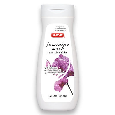 slide 1 of 1, H-E-B Sensitive Skin Feminine Wash, 15 oz