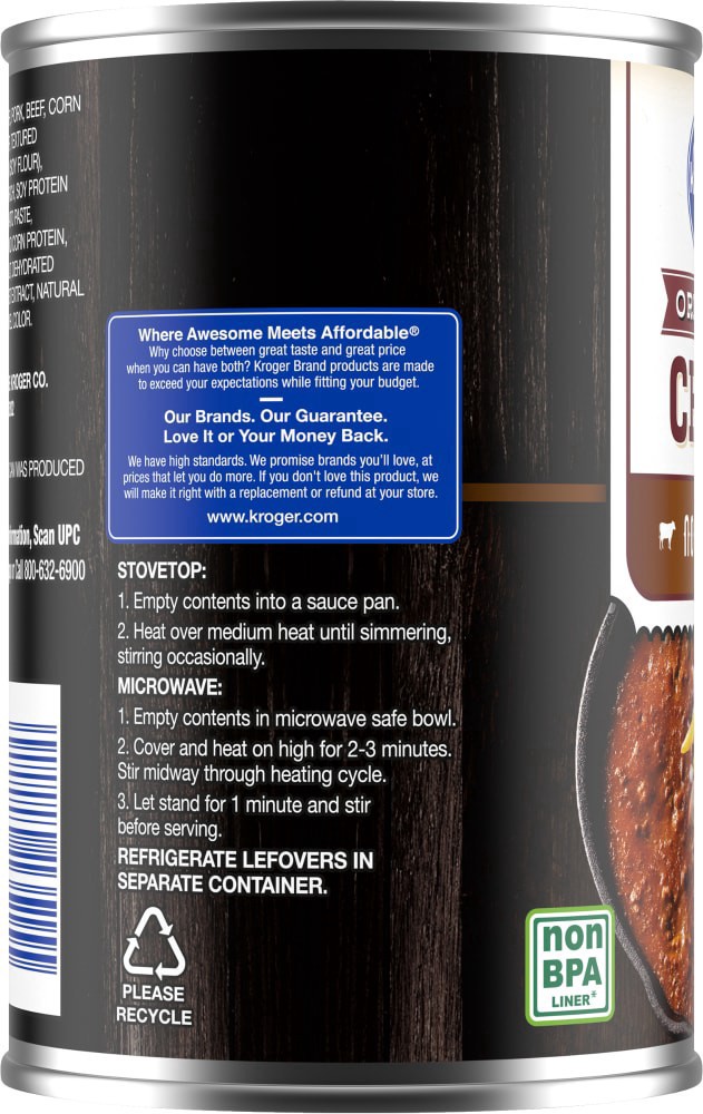 slide 2 of 4, Kroger Chili No Beans, 15 oz