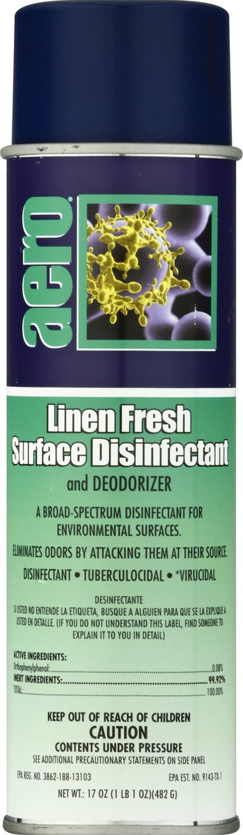 slide 6 of 9, Aero Deodorizer Linen Fresh Surface Disinfectant 17 oz, 17 oz