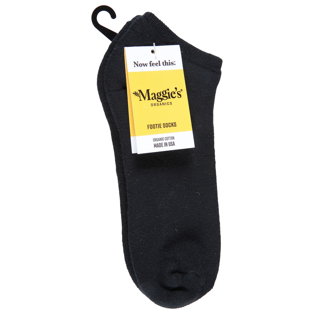 slide 4 of 9, Maggie's Organics Medium Black Footie Socks Medium 1 ea, 