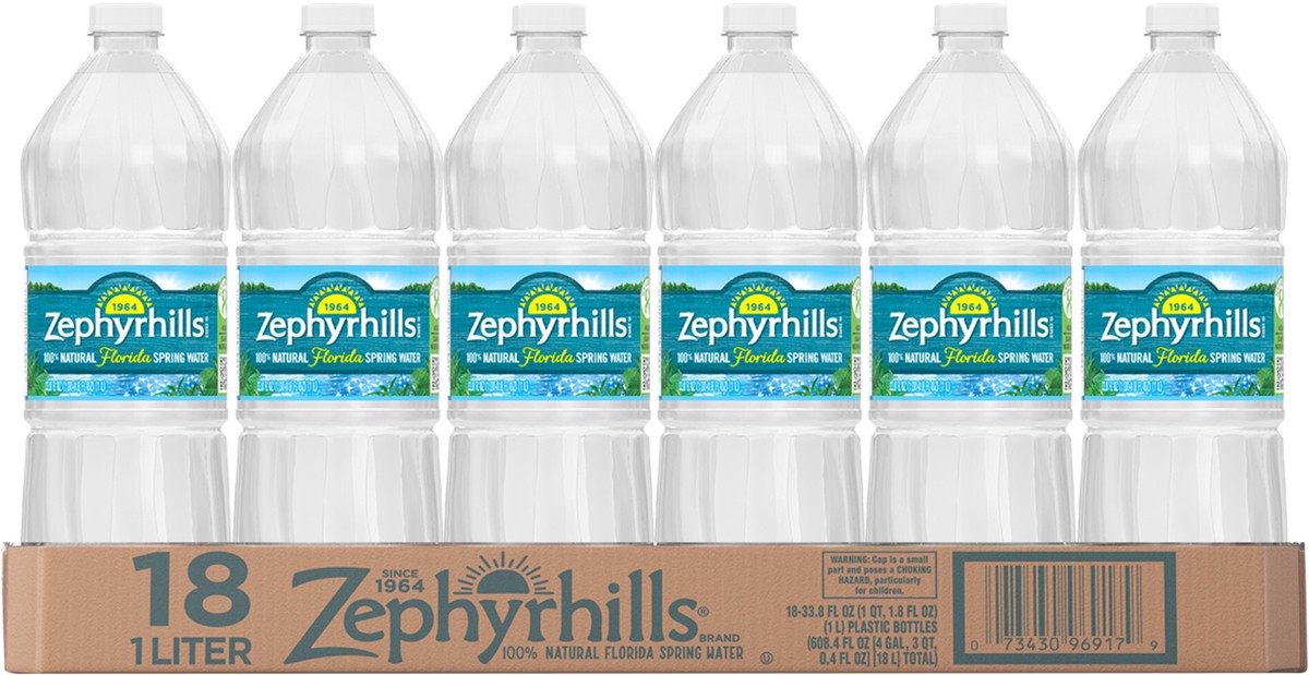slide 2 of 5, ZEPHYRHILLS Brand 100% Natural Spring Water, 33.8-ounce plastic bottles (Pack of 18), 18 ct