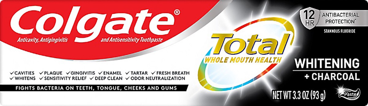 slide 4 of 7, Colgate Total Paste Whitening + Charcoal Toothpaste 3.3 oz, 3.3 oz