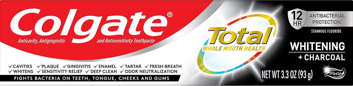 slide 7 of 7, Colgate Total Paste Whitening + Charcoal Toothpaste 3.3 oz, 3.3 oz