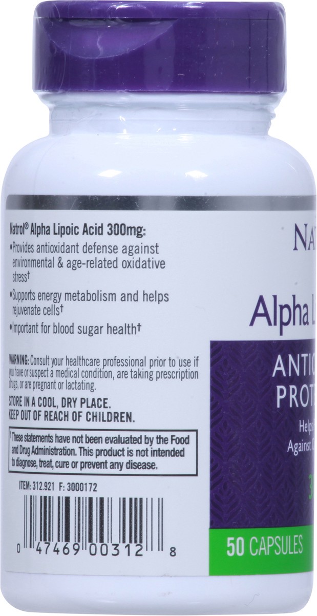slide 7 of 9, Natrol, Alpha Lipoic Acid Capsules, Antioxidant Protection Supplement, 300 mg, 50 Count, 50 ct